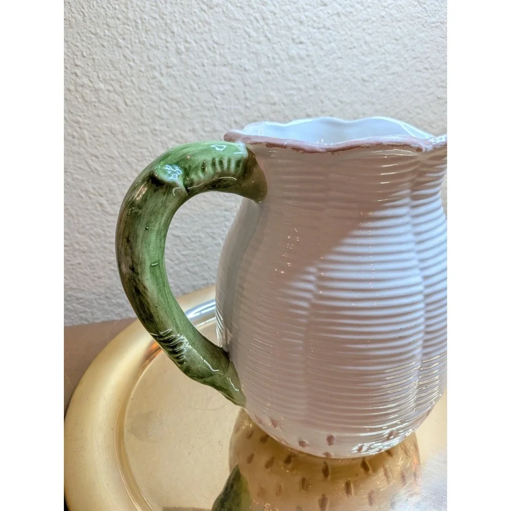 Vintage Italian Majolica Strawberry Pitcher 3D Fruit Relief Made in Italy